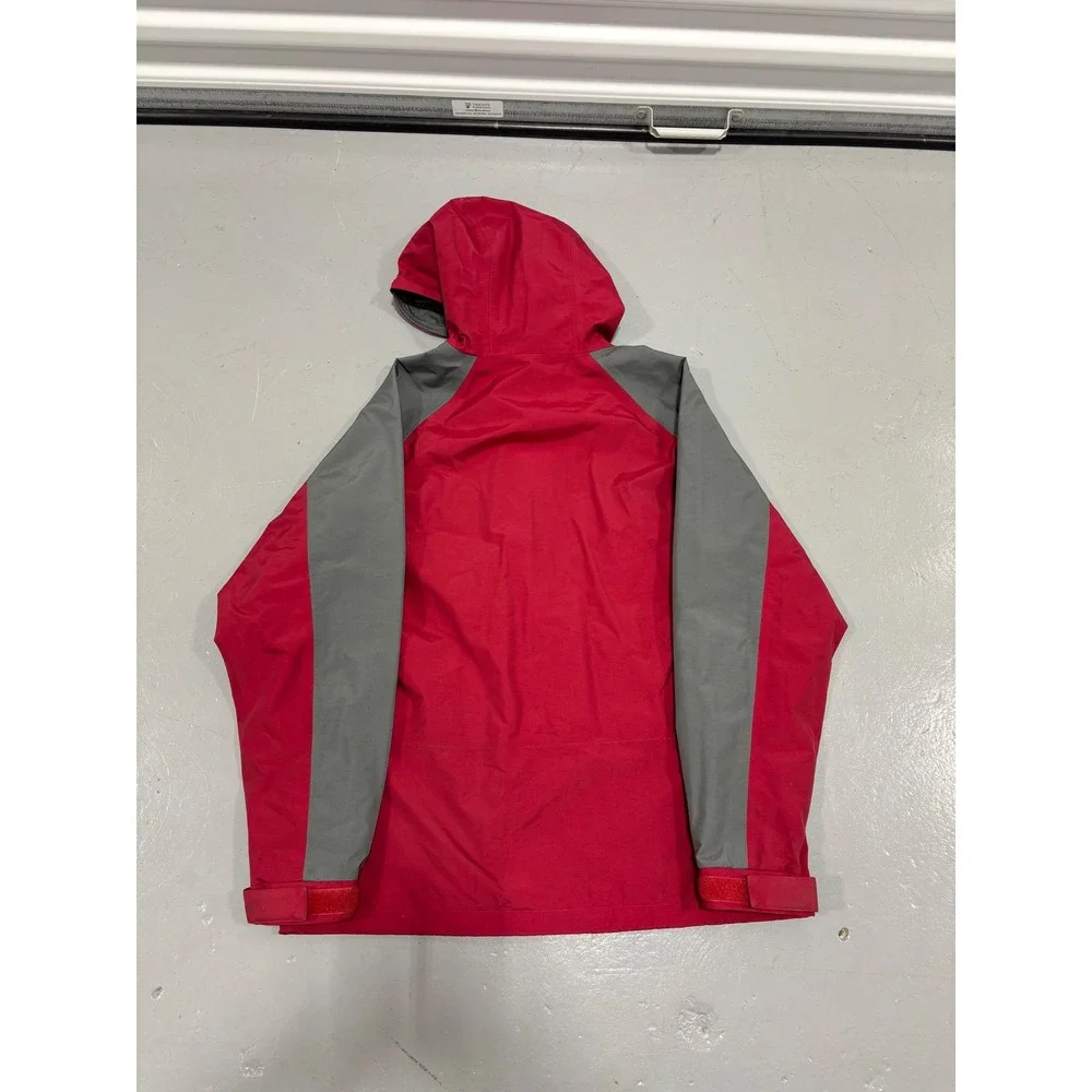 Cabelas Gore-Tex Rain Jacket Mens Medium Red Grey Hooded Waterproof Parka Coat - Picture 6 of 6